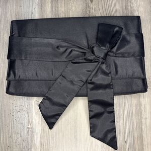 Banana Republic Black Satin Dress Purse Clutch With Bow